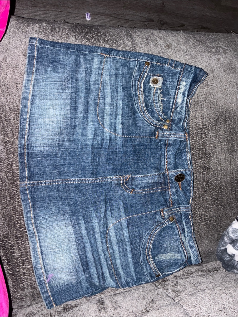 Hydraulic Blue Washed Denim Mini Skirt